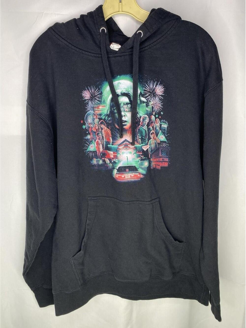 Stranger Things Blindfolded Mens Black Hooded Sweatshirt Size Large